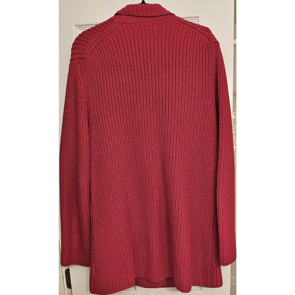 Rena Rowan Red Ribbed Knit Double-Breast Heavy Cotton Sweater Women's X-Large - Picture 3 of 6